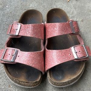 Kids Birkenstock Pink Glitter Buckle Sandals Size 31